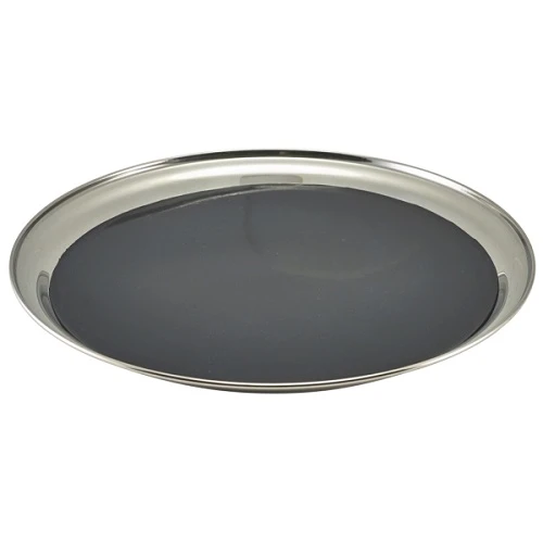 Rutschfestes Kellnertablett rund 30 cm 52039NS by Genware color Svart