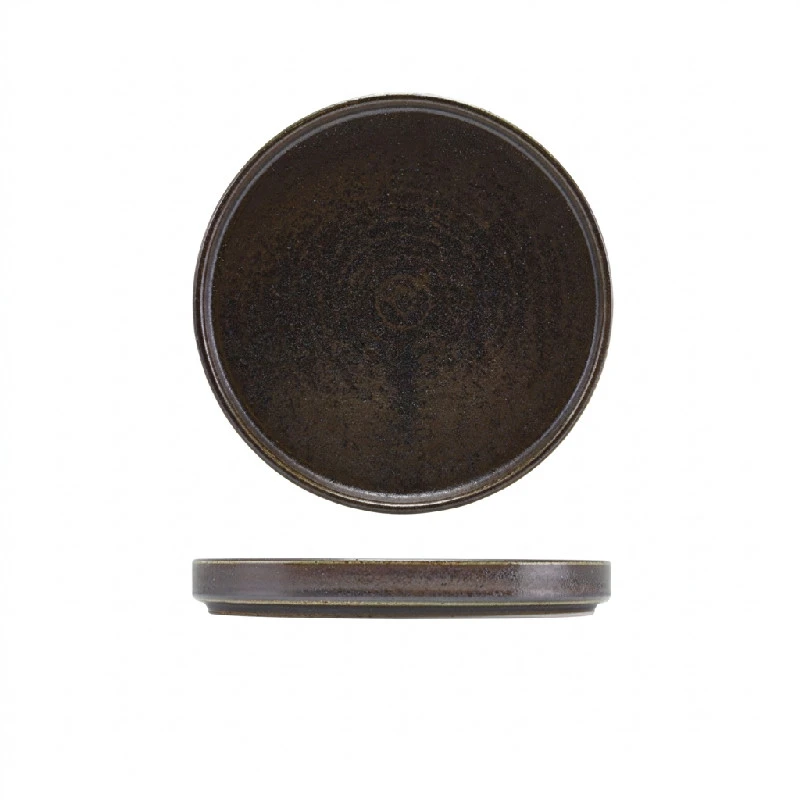 Cinder Schwarz Präsentationsteller flach 21 cm – Terra LP-PBK18 by Genware color Svart