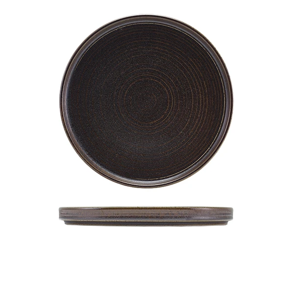 Cinder Schwarz Präsentationsteller flach 25 cm - Terra LP-PBK25 by Genware color Svart