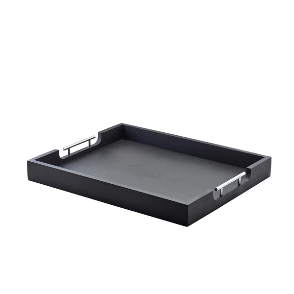 Butler-Tablett Schwarz mit Metallgriffen 54,5 x 44 cm BTM5544BK by Genware color Svart