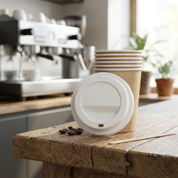 Deckel für Kaffeebecher Ø80 mm Weiß Biologisch abbaubar 100 Stk. ML118709 by Multiline color Svart