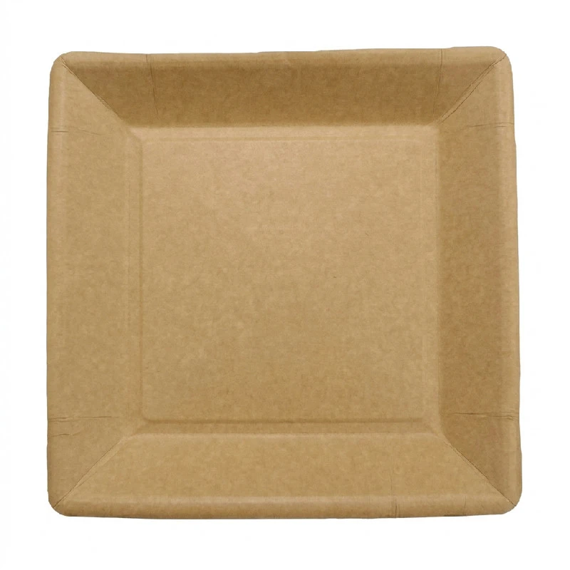 Pappteller eckig 18x18 cm Kraftpapier biologisch abbaubar braun 50 ML119667 by Multiline color Svart