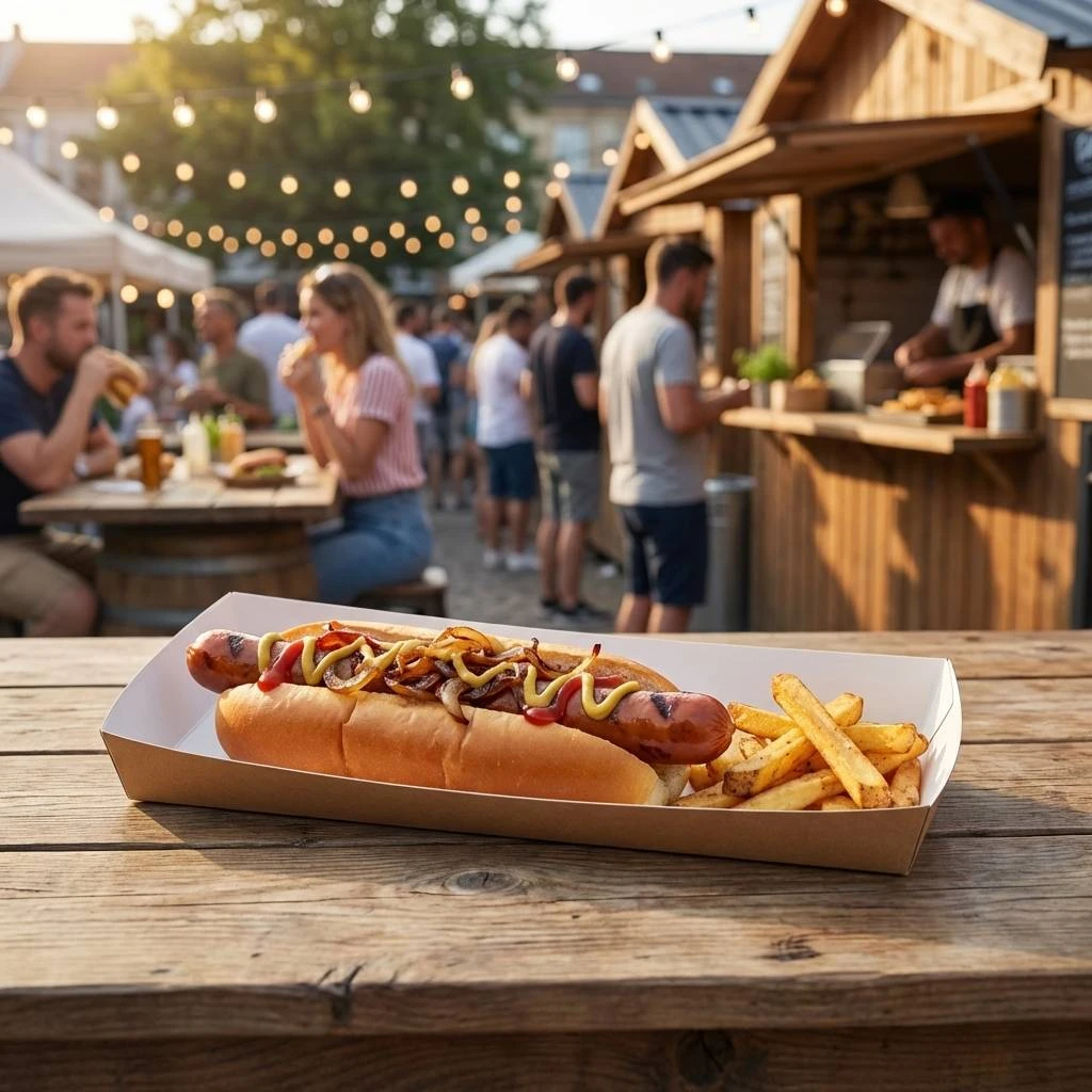 Bratwurstschale 200x90x20 mm mit Rand Braun 100 Stk. ML125421 by Multiline color Svart