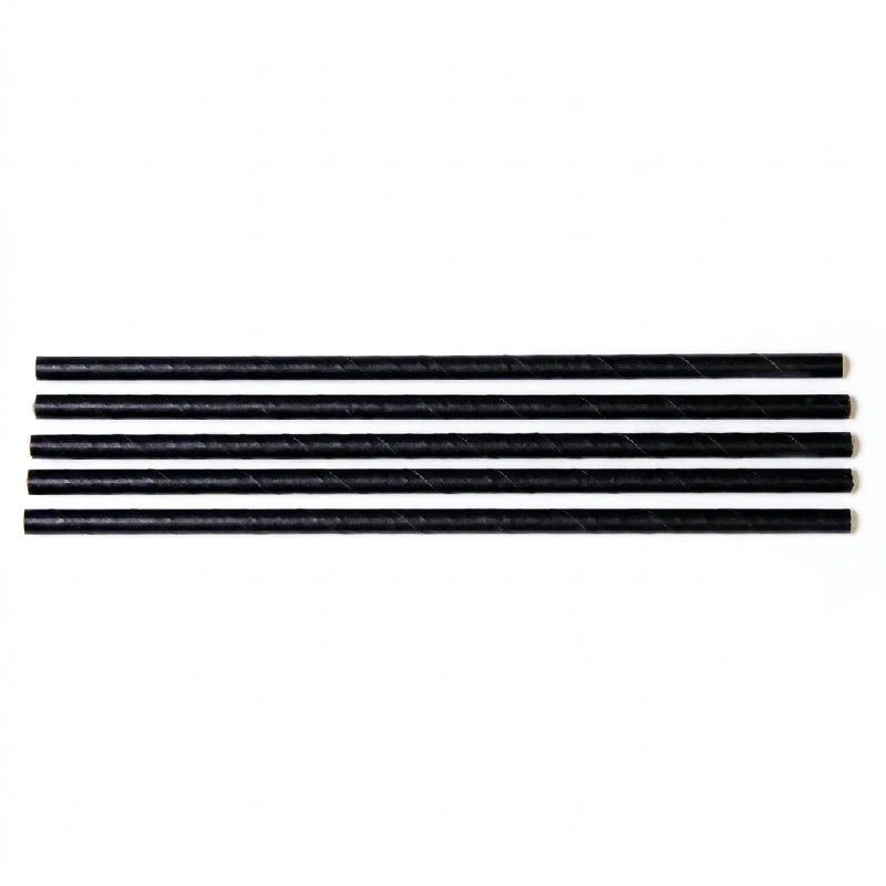 Papier-Trinkhalme Ø6x230 mm ohne Knick biologisch abbaubar Schwarz ML124586 by Multiline color Svart