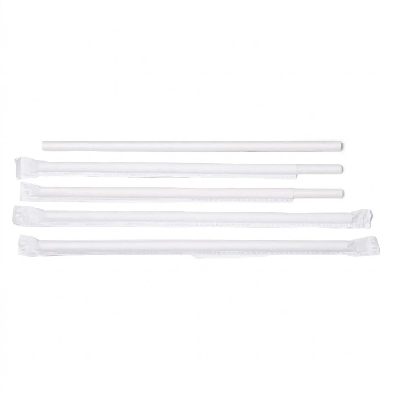 Trinkhalme Ø8x230 mm ohne Knick einzeln verpackt Bio-Papier Weiß ML124595 by Multiline color Svart