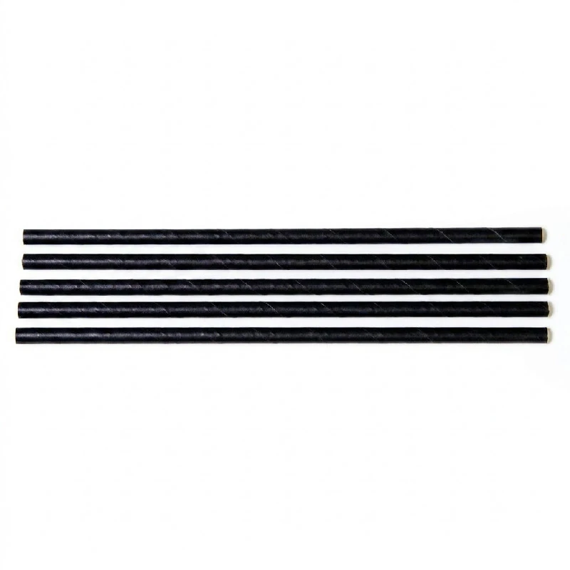 Trinkhalme Ø7x250 mm gerade Biologisch abbaubar Papier Schwarz ML124594 by Multiline color Svart