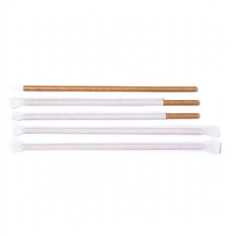 Papier-Trinkhalme Ø8x250 mm ohne Knick einzeln verpackt braun ML124596 by Multiline color Svart