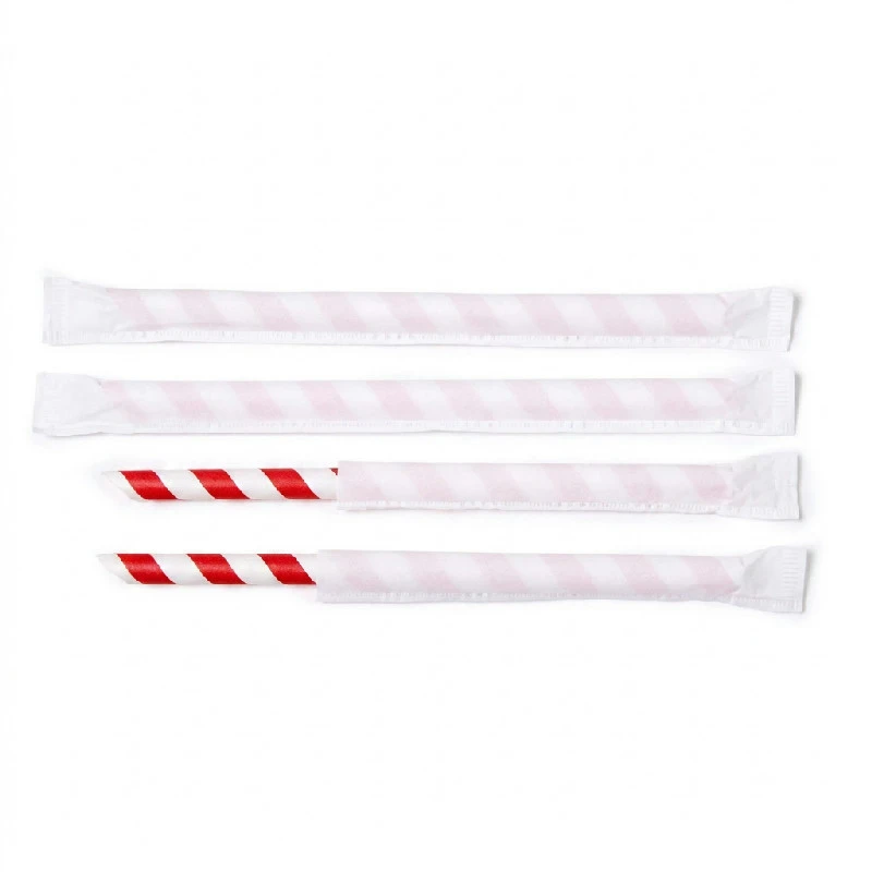 Bio-Papier-Trinkhalme Ø12x200 mm ohne Knick mit Spitze rot gestreift ML124598 by Multiline color Svart