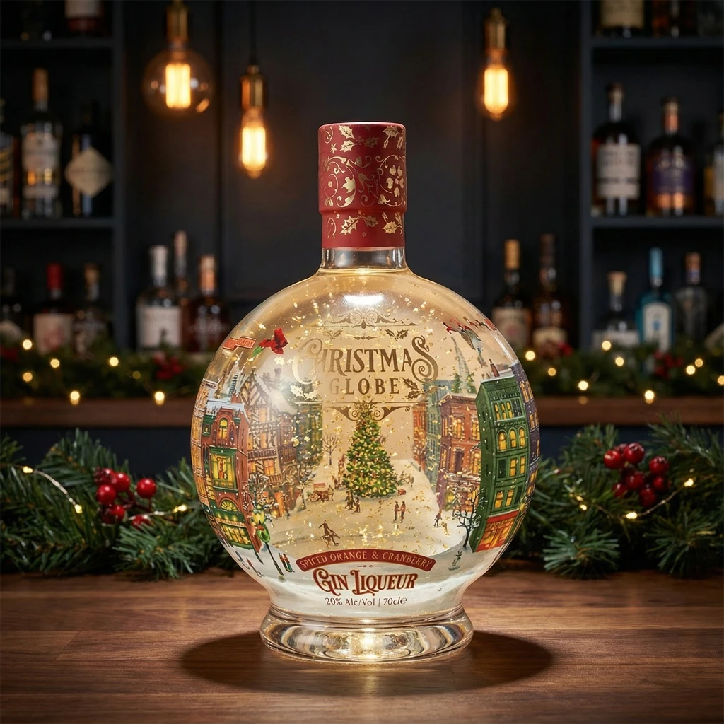 Christmas Globe Gin Likör - Orange and Cranberry 70 cl 51616 by Barlife color Svart