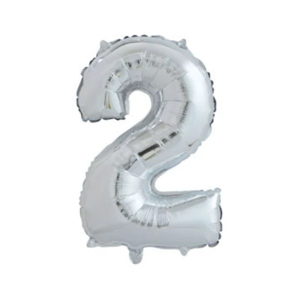 Zahlenballon Nummer "2" Silber 65 cm 4201512  color Svart