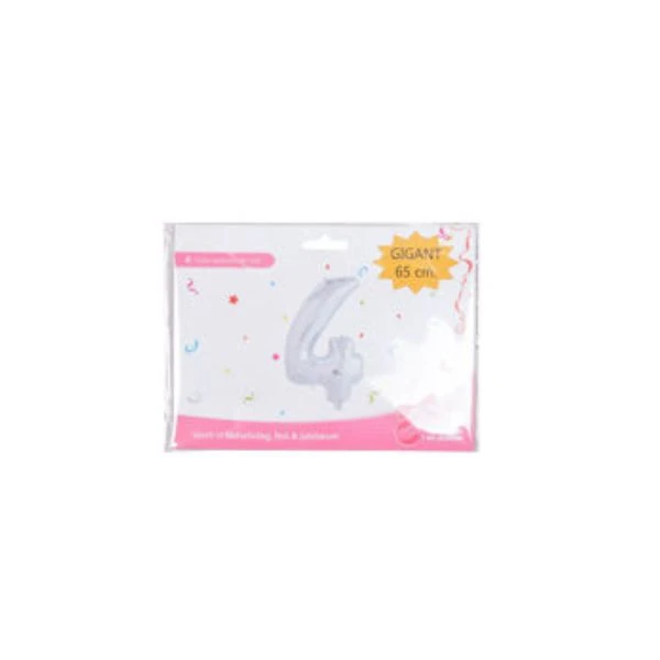 Zahlenballon "4" 65 cm – Silber 4201514  color Svart