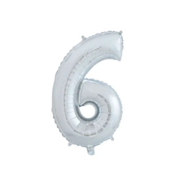 Zahlenballon "6" Silber 65 cm 4201516  color Svart