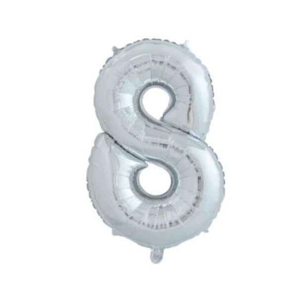 Zahlenballon Zahl "8" Silber 65 cm 4201518  color Svart