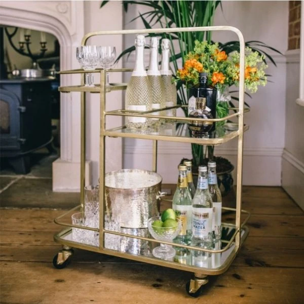 Dreistöckiger Barwagen – Vergoldet 3T-BRS-T by Culinary Concepts color Goud
