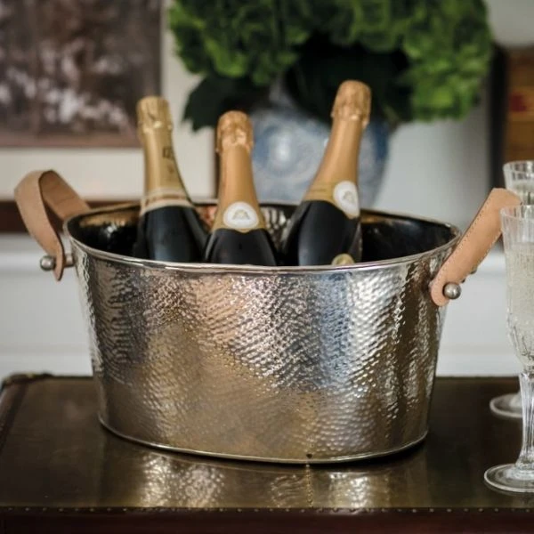 Champagnerkühler mit Ledergriff – gehämmerte Optik 6118-CH by Culinary Concepts color Svart