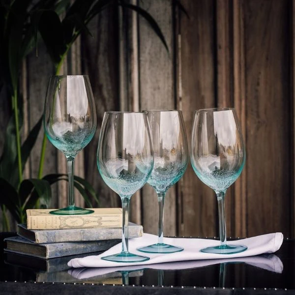 Weingläser Aqua 4 Stk. 47 cl Blaseneffekt STC-561807 by Culinary Concepts color Svart