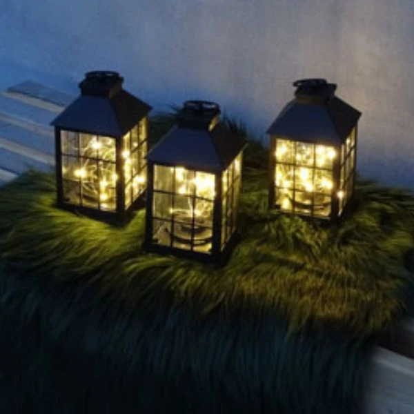 Laterne mit LED-Silberdraht 24 cm 3005286 by HAAHR & CO color Svart