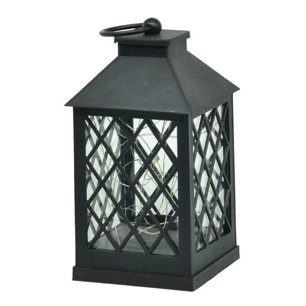 Laterne mit LED-Silberdraht 24 cm 3005286 by HAAHR & CO color Svart