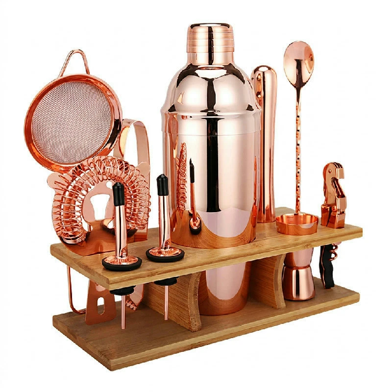 Cocktail-Shaker-Set 11-teilig mit Ständer – Kupfer CG-TJ17 by Barlife color Svart