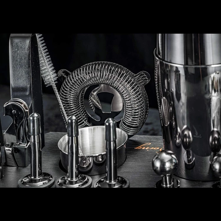 Cocktail-Shaker-Set 23-teilig mit Ständer - Gunmetal CG-TJ23-2 by Barlife color Svart