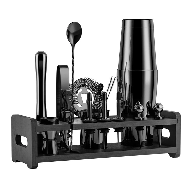 Cocktail-Shaker-Set 23-teilig mit Ständer - Gunmetal CG-TJ23-2 by Barlife color Svart