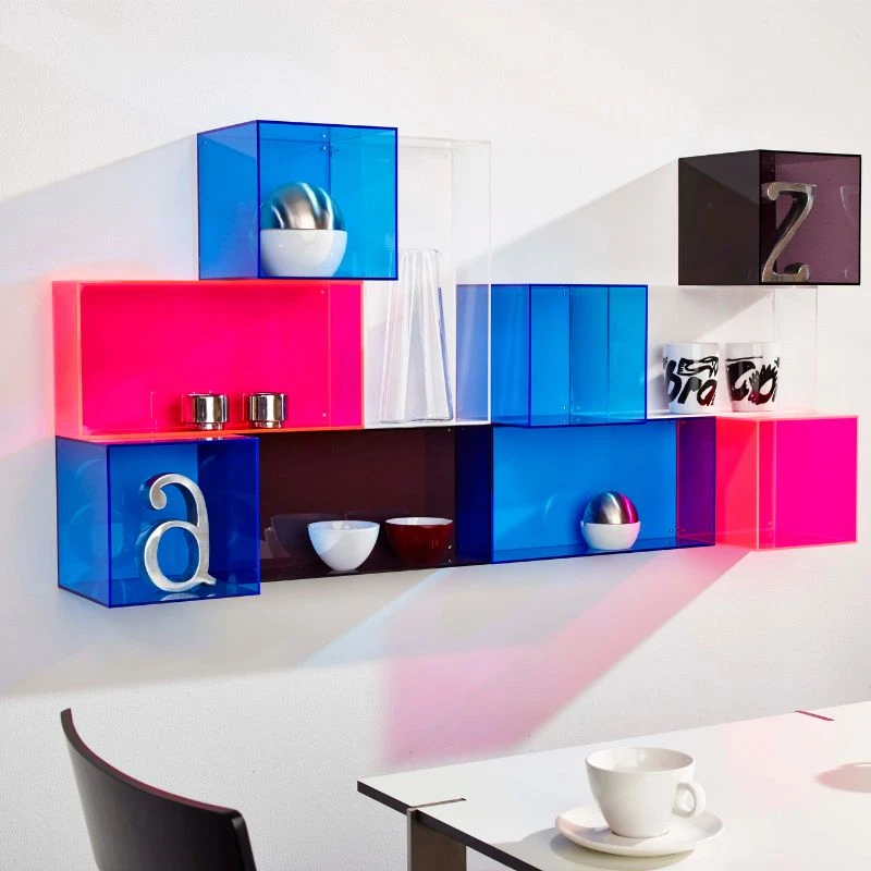 Quadratische Wandbox aus rosa Kunststoff ST26991 by Neon living color Svart