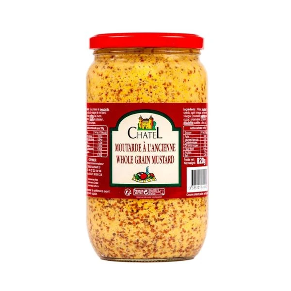 Französischer grobkörniger Senf GL 820 g 27709 by CHATEL color Svart