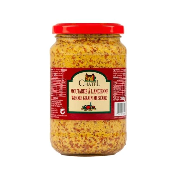 Chatel Grobkörniger scharfer französischer Senf 370 g Glas 96541 by CHATEL color Svart