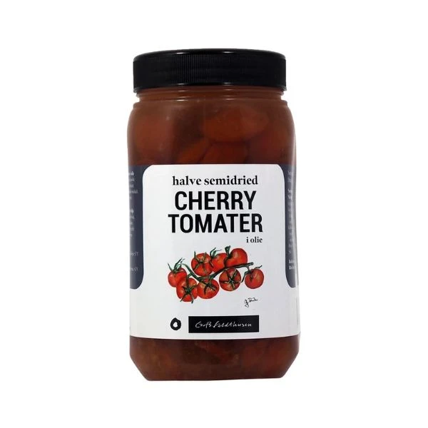 Halbgetrocknete Kirschtomaten Hälften in Kräuteröl 1100 g 257457 by FELDTHUS color Svart