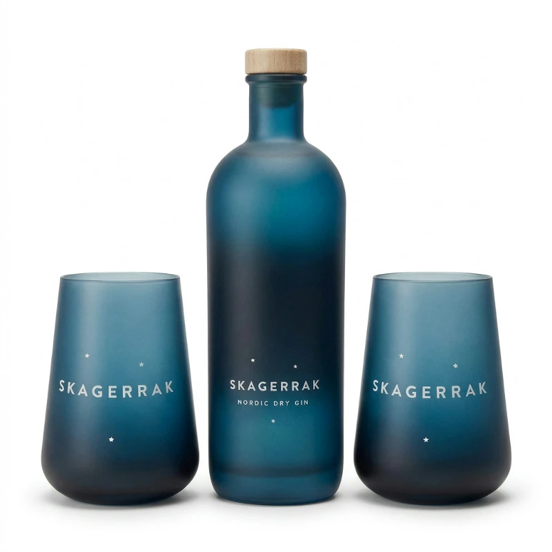 Skagerrak Nordic Dry Gin Fl 70 & 2 glas Skagerrakginogglas by Barlife color Svart