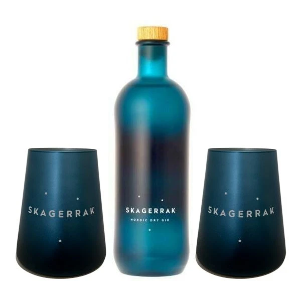 Skagerrak Nordic Dry Gin Fl 70 & 2 glas Skagerrakginogglas by Barlife color Svart