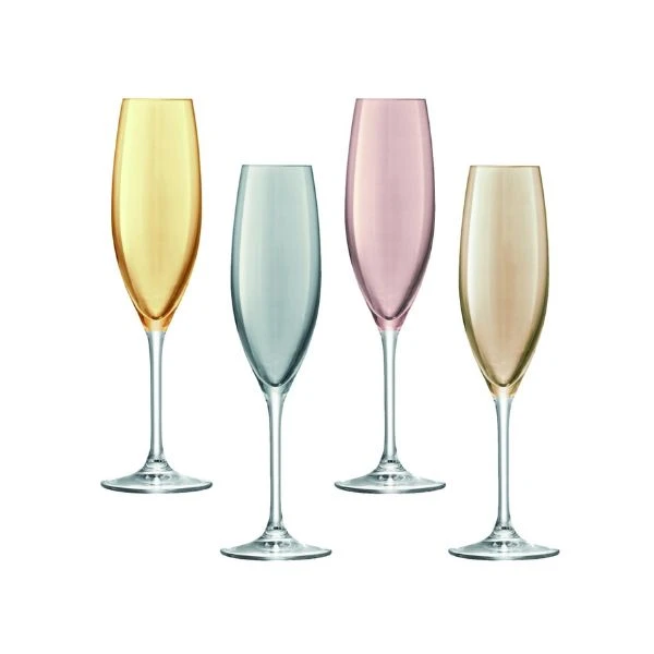 LSA Metallics Champagnergläser gepunktet 225 ml 4er-Set LPZ10 by LSA INTERNATIONAL color Svart