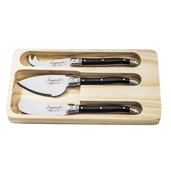 Laguiole Style de Vie Käsemesser-Set 3-tlg. Schwarz 530107 by STYLE DE VIE color Svart