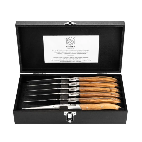 Laguiole Steakmesser Olivenholz – 6er-Set SdV 530500 by STYLE DE VIE color Svart