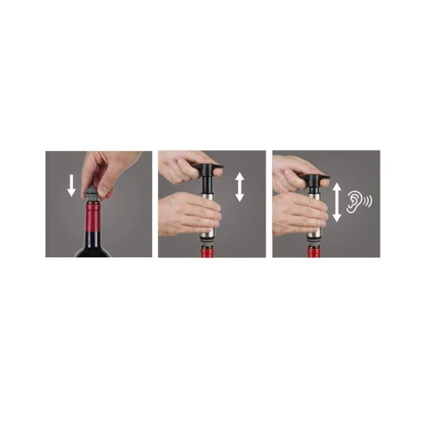Vacu Vin Wine Saver Edelstahl 3er-Pack V06492606 by VACUVIN color Svart