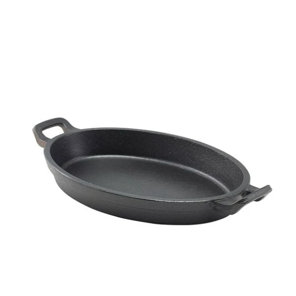 Mini Ovale Gusseisen-Servierform 24 x 17,3 x 3,4 cm C247 by Genware color Svart