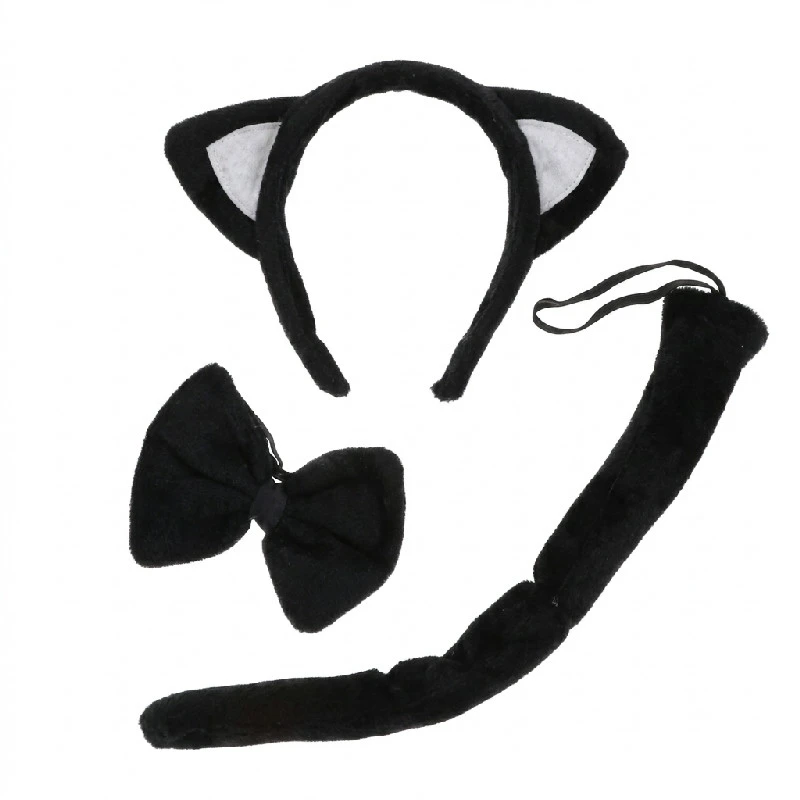 Katzenohren-Set schwarz mit Schwanz 4212 by Godan color Svart