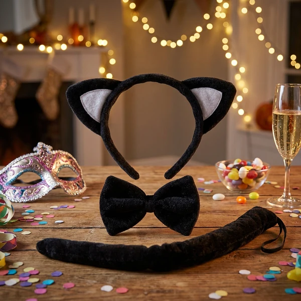 Katzenohren-Set schwarz mit Schwanz 4212 by Godan color Svart
