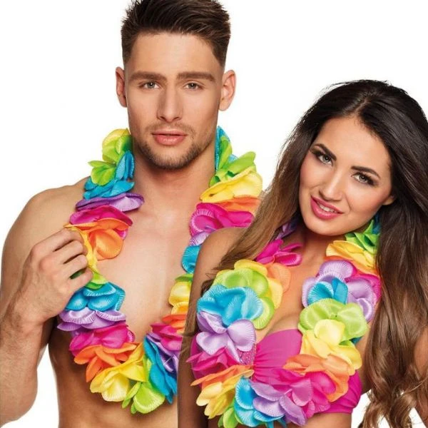 Hawaii-Blumenkette Regenbogen Deluxe XL 52268 by Godan color Svart