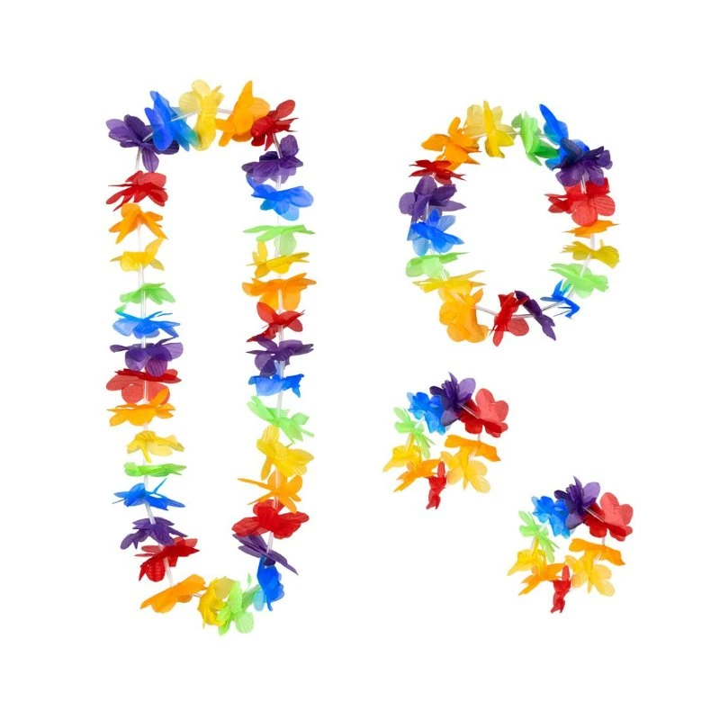 Hawaii-Set (Blumenkette, Kopfkranz, Stirnband) 52416 by Godan color Svart