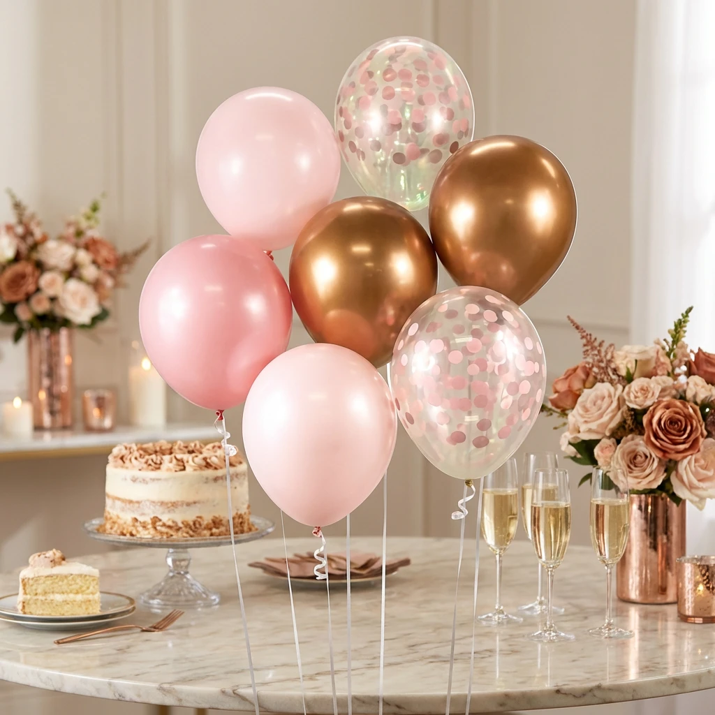 Ballonstrauß B&C Pink und Kupfer 7 Stk. BB-RMD7 by Godan color Svart