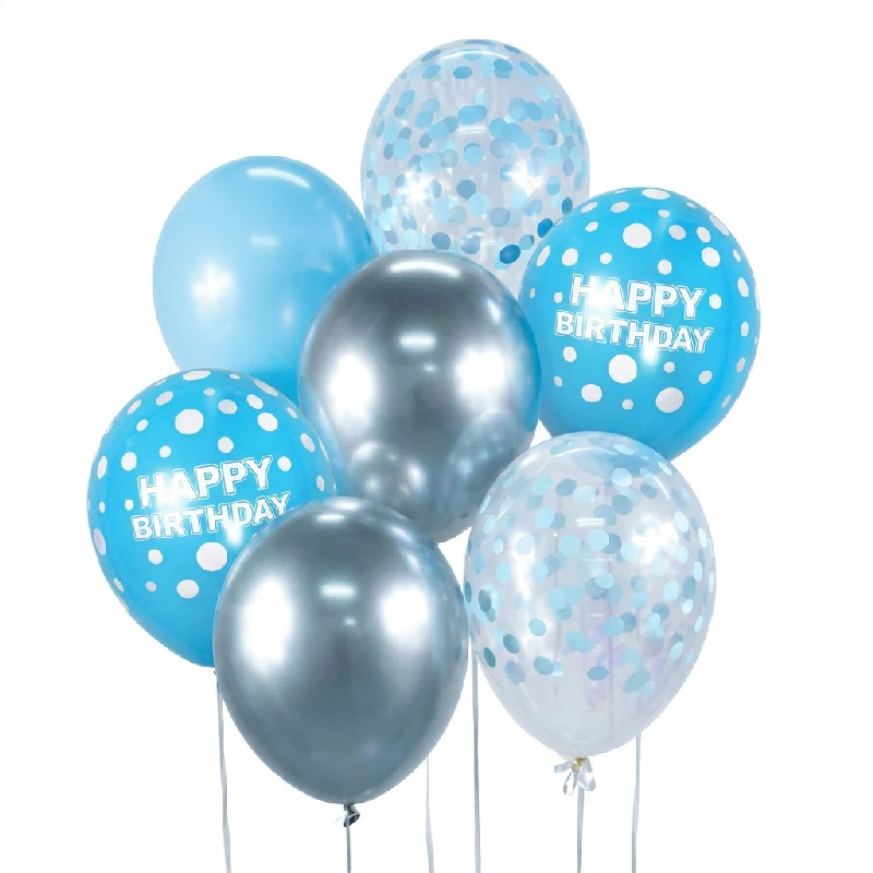 Ballon-Bouquet B&C Glædelig fødselsdag Silber und Blau 7 Stk. BB-SNH7 by Godan color Svart