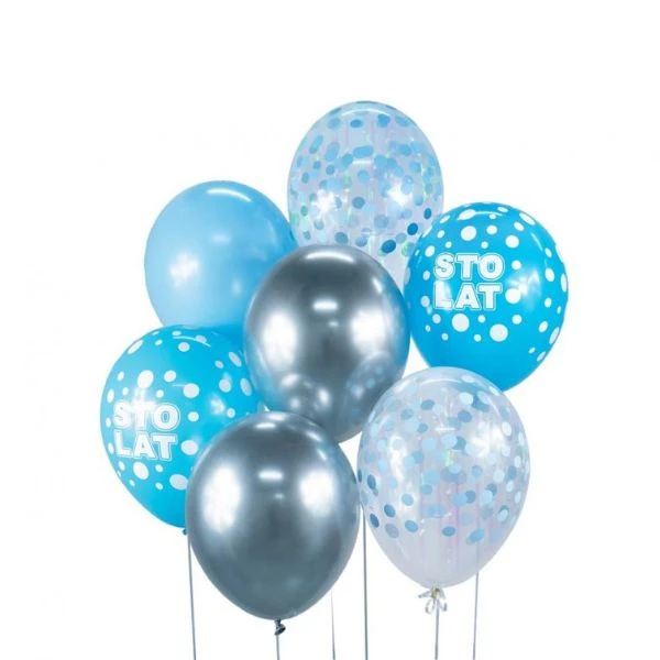 Ballonstrauß B&C Sto Lat Silber und Blau 7 Stk. BB-SNS7 by Godan color Svart