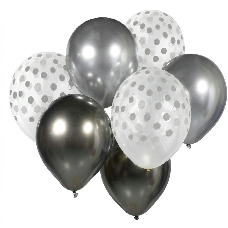Luftballon-Bouquet B&C Silber & Graphit 7 Stk. BB-SRG7 by Godan color Svart