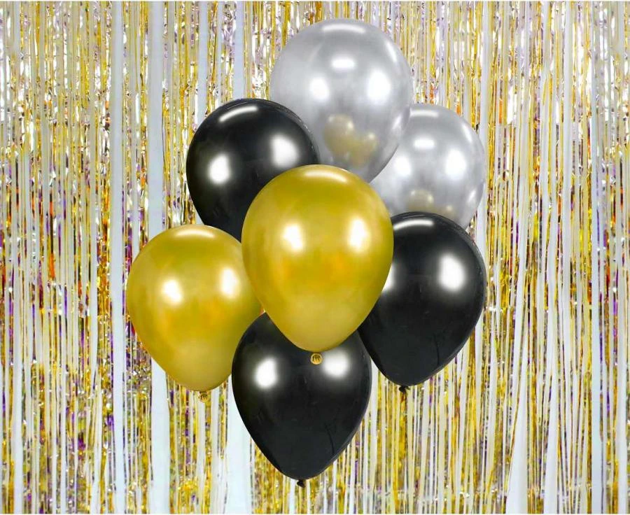 Ballonstrauß B&C Gold, Silber und Schwarz / 7 Stk. BB-ZSC7 by Godan color Svart