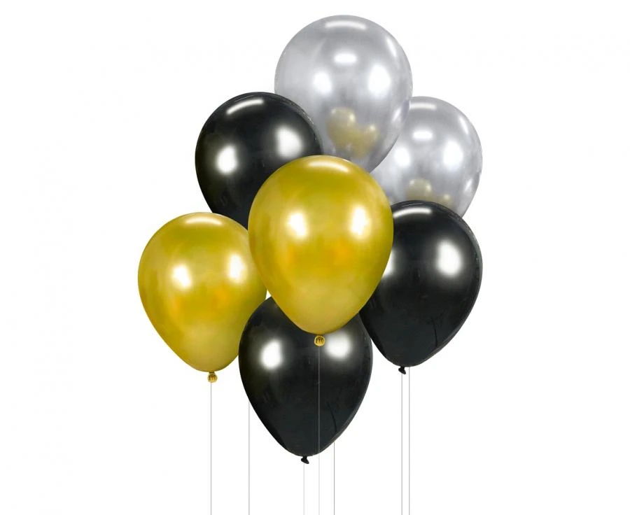 Ballonstrauß B&C Gold, Silber und Schwarz / 7 Stk. BB-ZSC7 by Godan color Svart