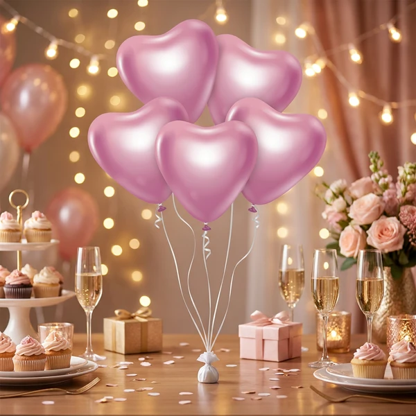 Luftballons Beauty&Charm Platin Rosa Herzen 12" / 6 Stk. CB-S6LJ by Godan color Svart