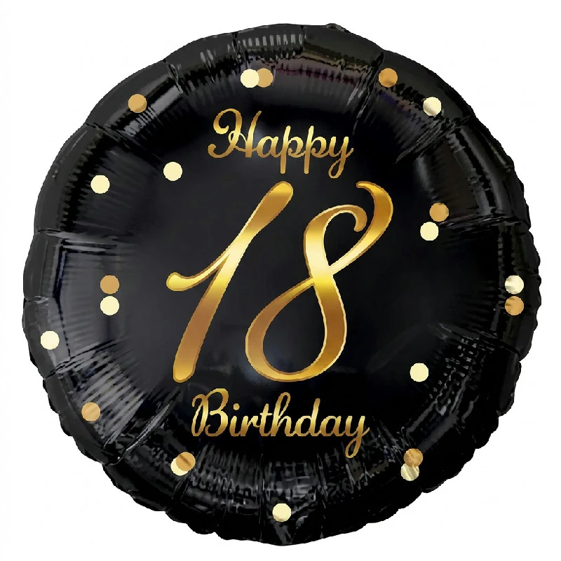 Folienballon Happy 18th Birthday Schwarz-Gold 45 cm FG-O18C by Godan color Svart