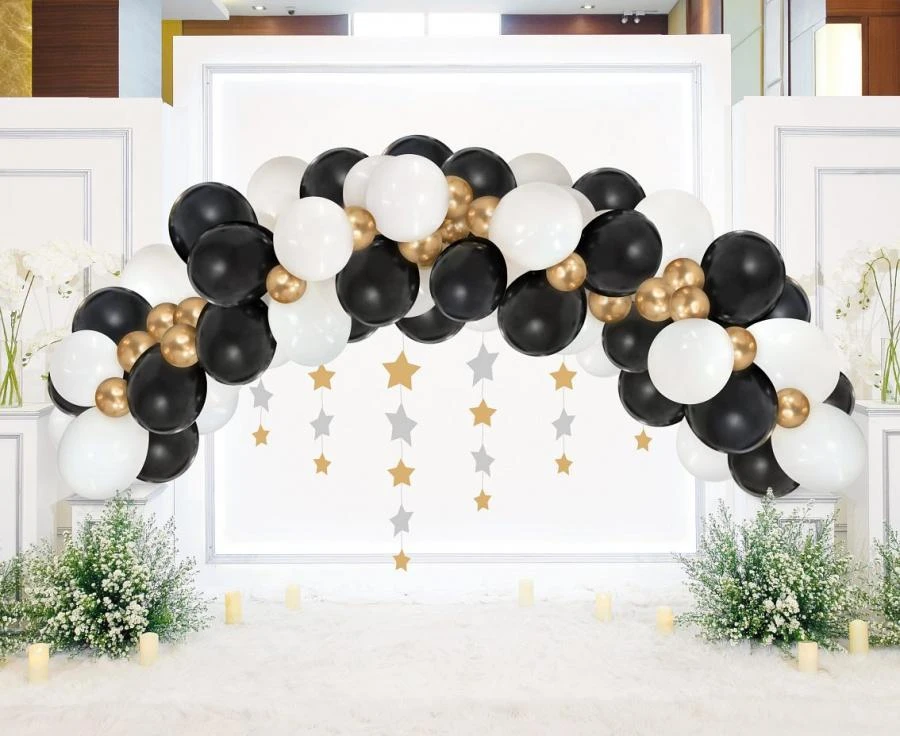 Ballongirlande B&C Weiß, Gold und Schwarz 70 Stk. GB-ZC70 by Godan color Svart