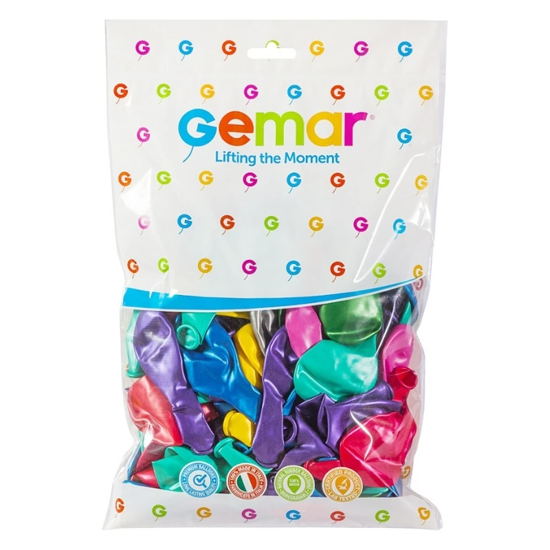 Ballon GM110 Metall 12" mehrfarbig 100 Stück. GM110/82 by Godan color Svart